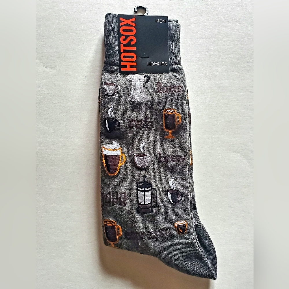 Hotsox Men's Coffee Themed Socks, size 10 - 13, NWT